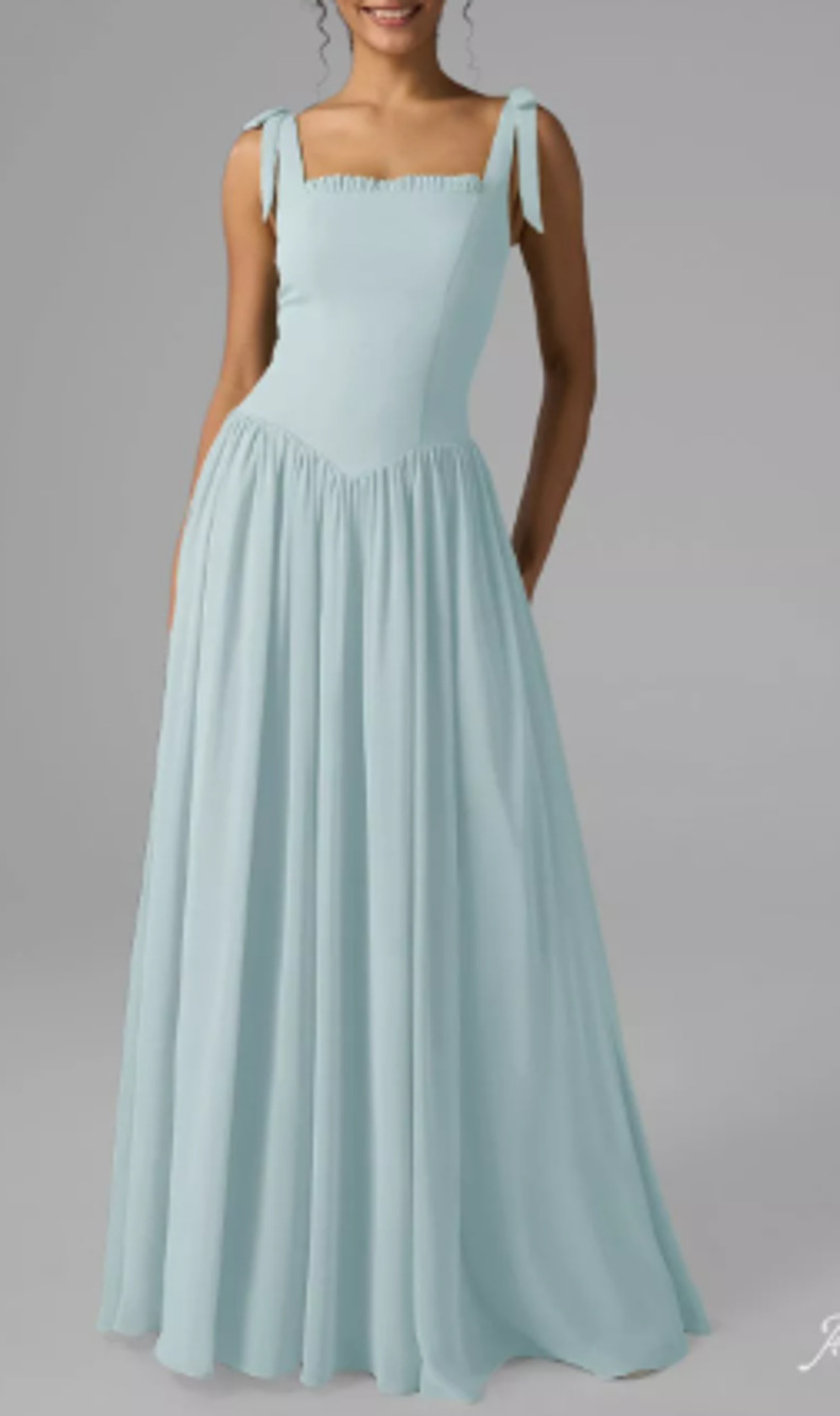 AW BRIDAL SZ 4 S skylight blue Kristen chiffon formal party gala maxi dress b20